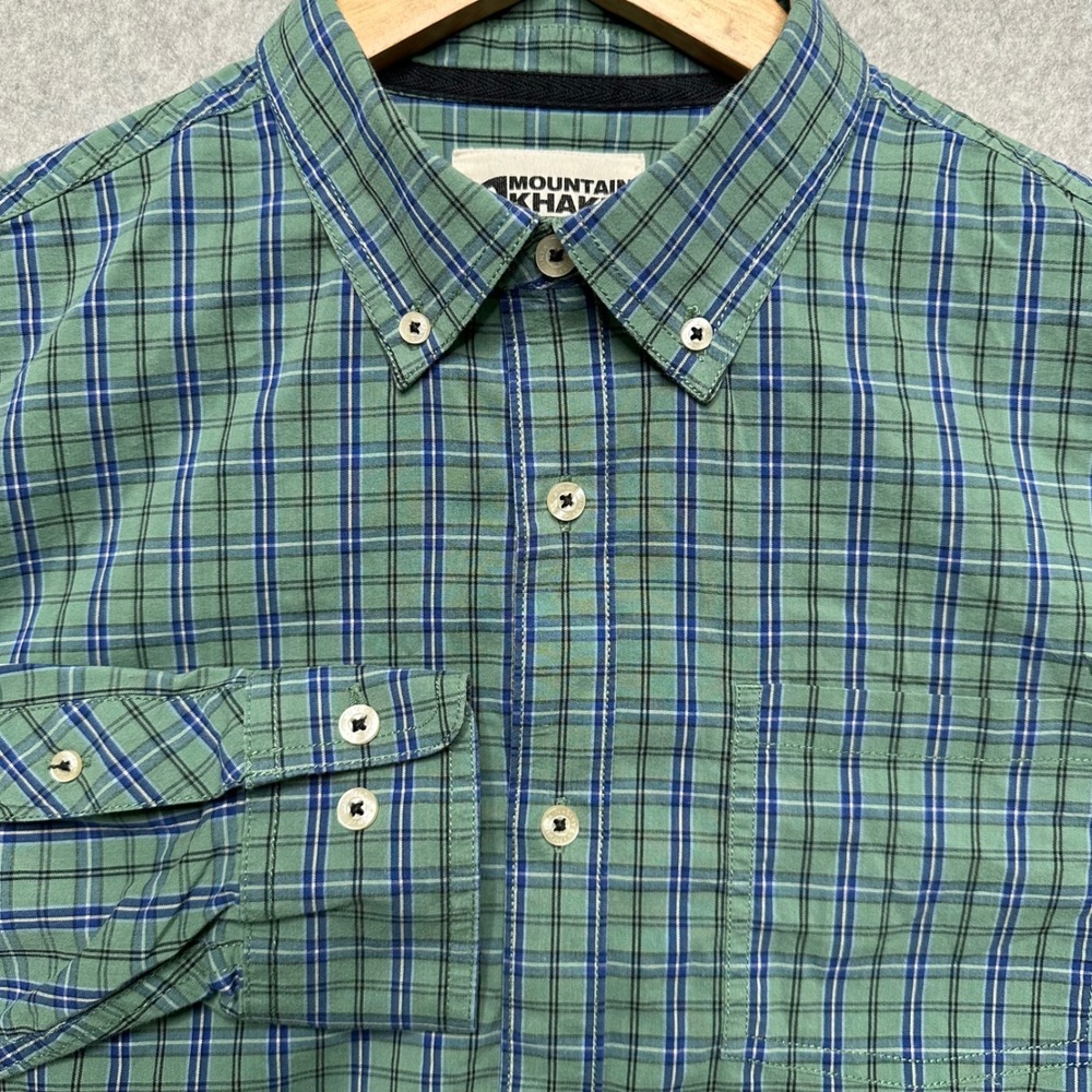 Mountain Khakis Mens Med Classic Fit Green Plaid Long Sleeve Button Down Shirt